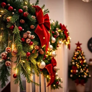 Dekoracja balustrady na Boże Narodzenie