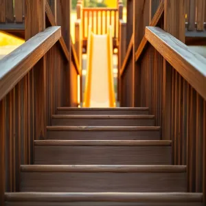 drewniane schody do zjeżdżalni