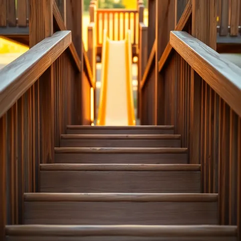 drewniane schody do zjeżdżalni
