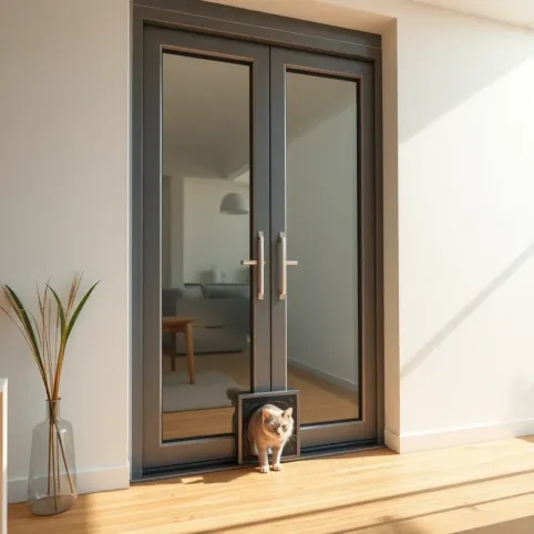 Drzwi balkonowe z wejściem dla kota