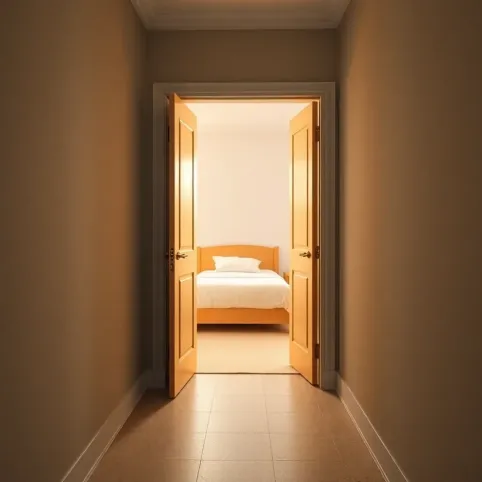 Drzwi do sypialni otwierane na zewnątrz