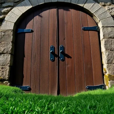 Drzwi drewniane do piwnicy ogrodowej