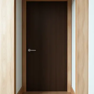 Drzwi wejściowe do mieszkania w bloku z ościeżnicą