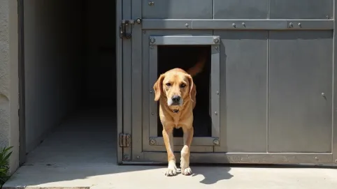 Drzwiczki dla psa w bramie garażowej
