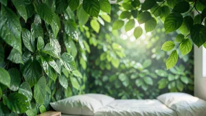 fototapeta liście do sypialni