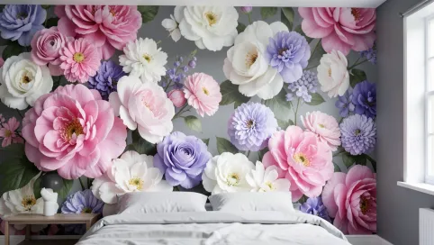 fototapety 3d kwiaty do sypialni