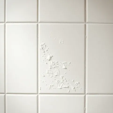 Kamień na płytkach w łazience