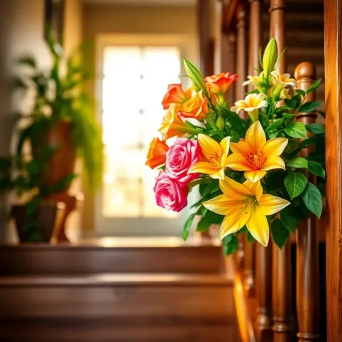 Kwiaty na schodach w domu