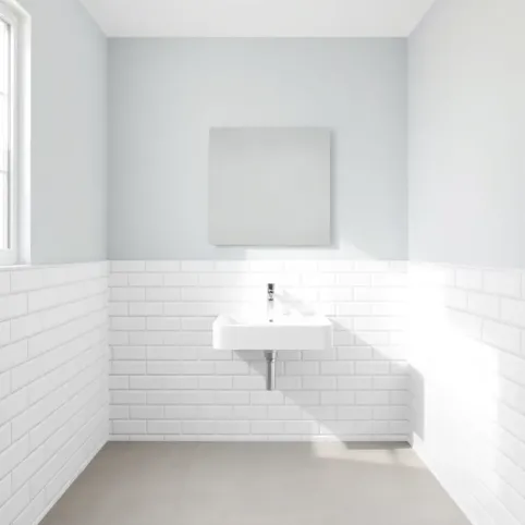 Łazienka z płytkami do połowy