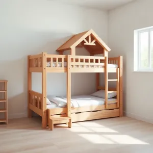 łóżko piętrowe domek  schody