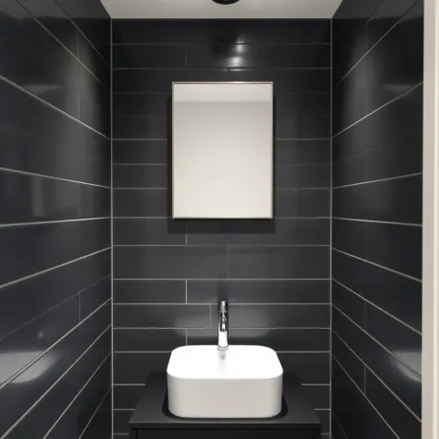 Mała łazienka ciemne płytki