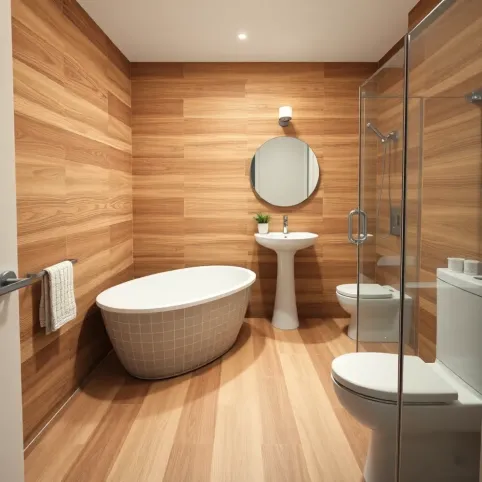 Mała łazienka płytki drewnopodobne