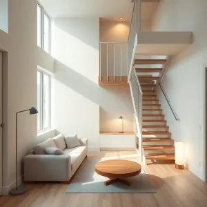 Mały salon ze schodami