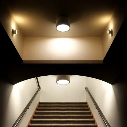 Oświetlenie sufitowe klatki schodowej