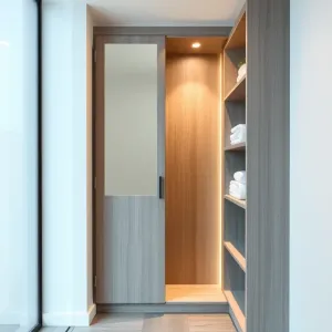 Płytka szafa do przedpokoju z lustrem