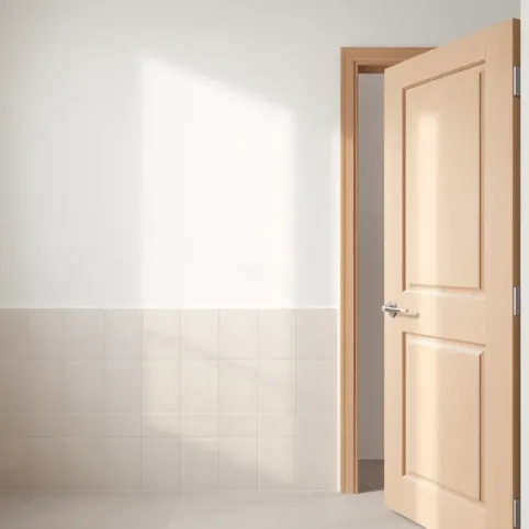 Płytki do połowy ściany a drzwi