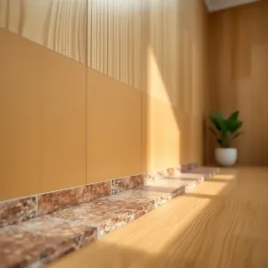 Płytki na drewnianej ścianie