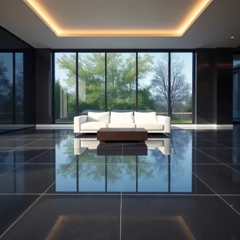 Płytki na wysoki połysk w salonie