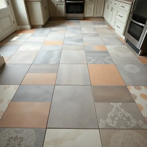 Płytki patchwork w kuchni na podłogę