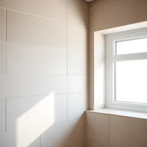 Płytki przy oknie w łazience