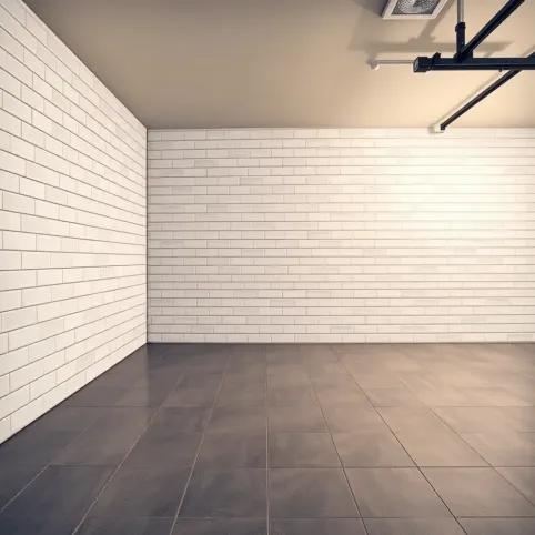 Płytki w garażu na ścianie