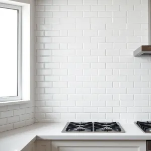 Płytki w jodełkę na ścianie w kuchni