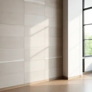 Płytki w salonie na ścianie