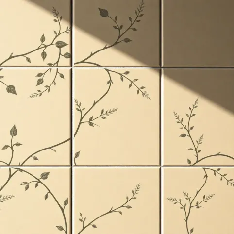 Płytki z motywem roślinnym