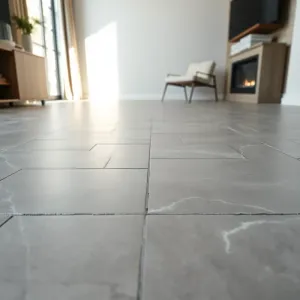 podłoga z kafli w salonie