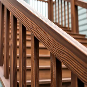 Poręcze drewniane na schody zewnętrzne