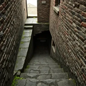 Schody do piwnicy na zewnątrz budynku