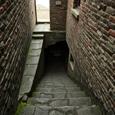 Schody do piwnicy na zewnątrz budynku