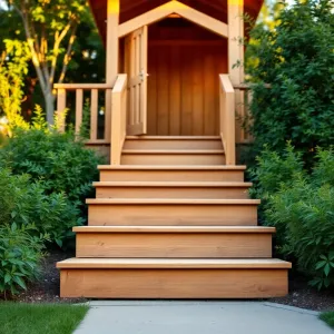 Schody drewniane do domku dla dzieci