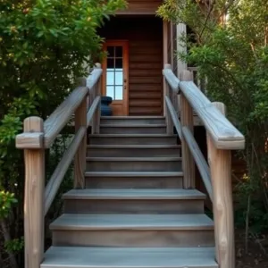Schody drewniane do domku letniskowego