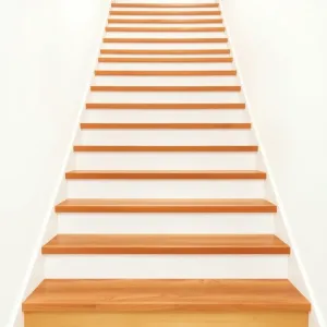 Schody drewniane z białymi podstopniami