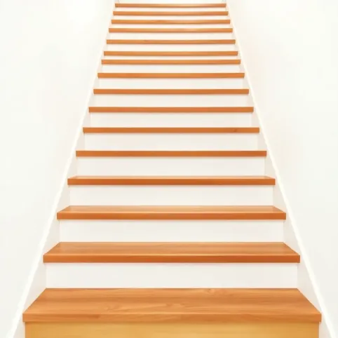 Schody drewniane z białymi podstopniami