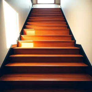 Schody drewniane z czarnymi podstopniami