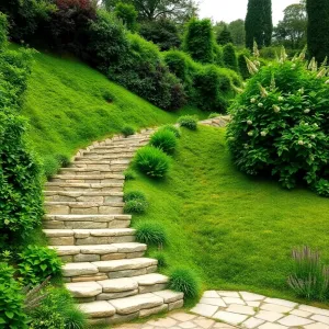 Schody na skarpie w ogrodzie