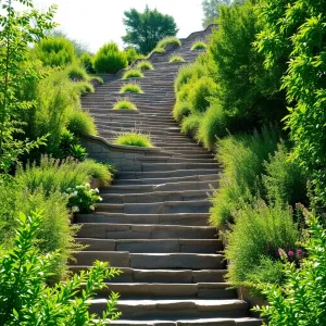 Schody w ogrodzie na skarpie