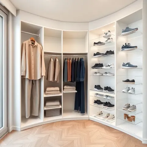 Szafa narożna do garderoby bez drzwi