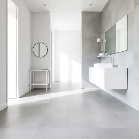 Takie same płytki w przedpokoju i łazience