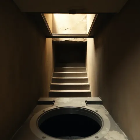 Właz do piwnicy że schodami