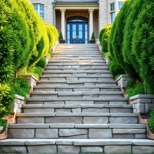 Wysokie schody zewnętrzne do domu