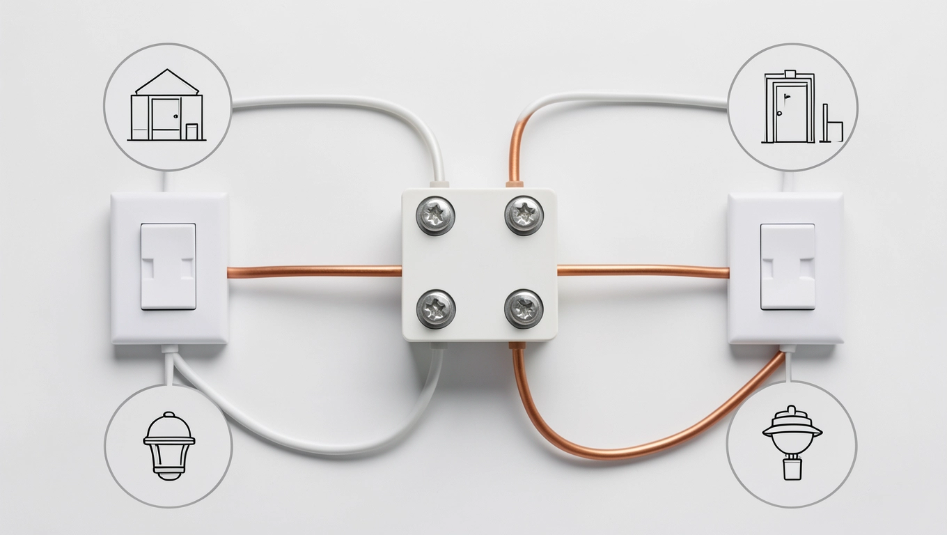 Włącznik krzyżowy schemat przy sterowaniu z 3 i 4 miejsc