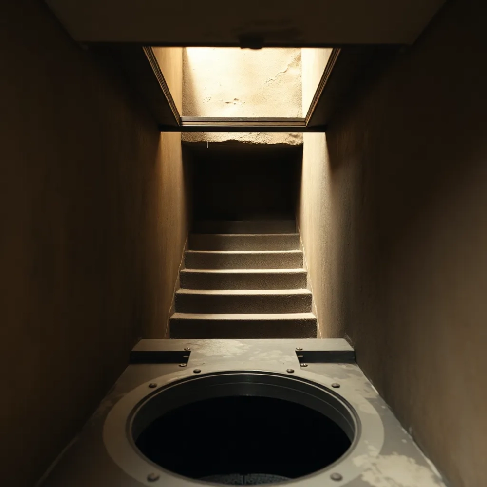 Właz do piwnicy że schodami