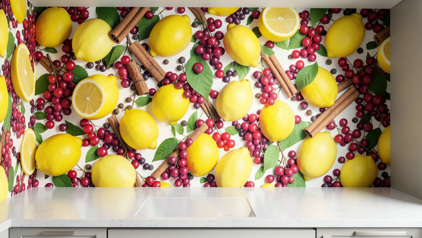 Wzory fototapet 3D do kuchni - owoce i przyprawy