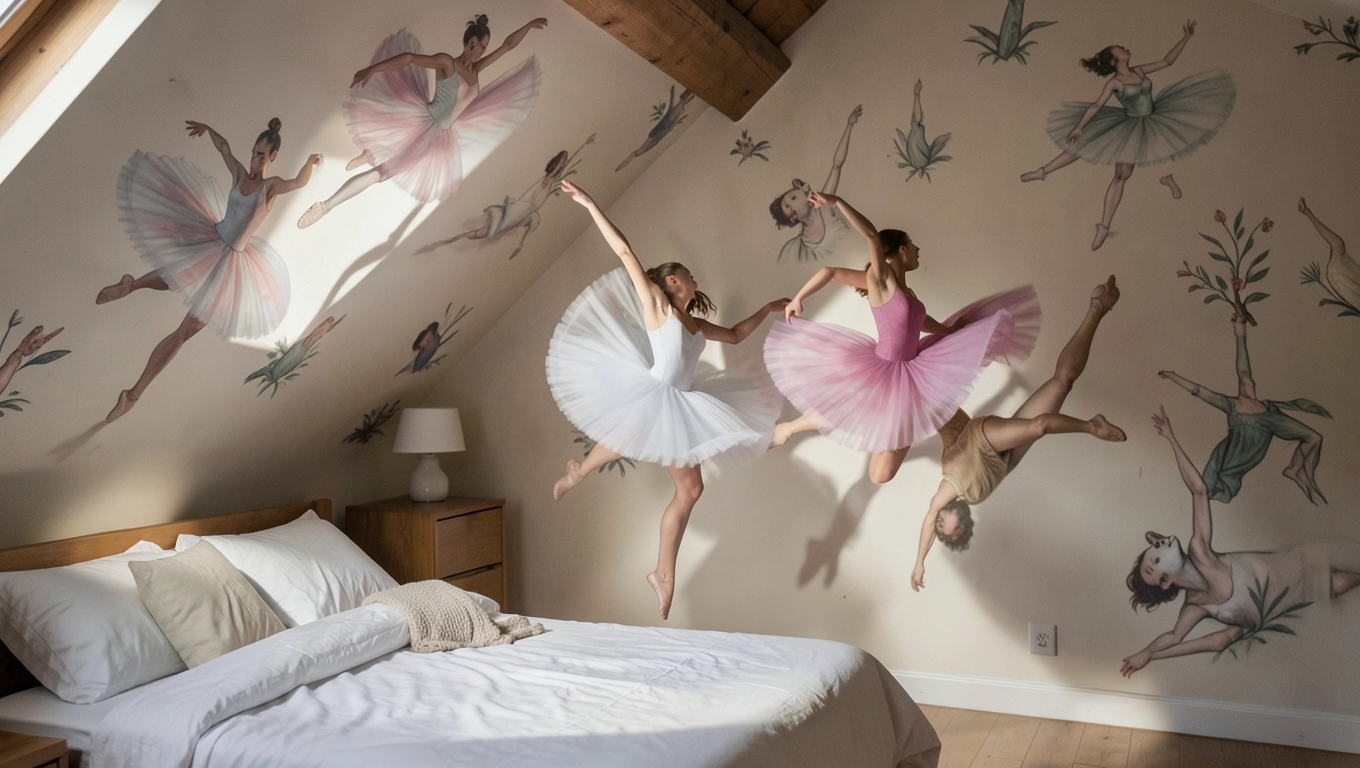 Wzory fototapet na skośne ściany