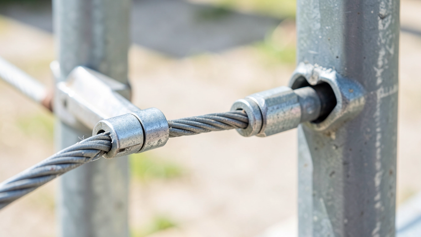 Zaciski i mocowanie liny w poręczy